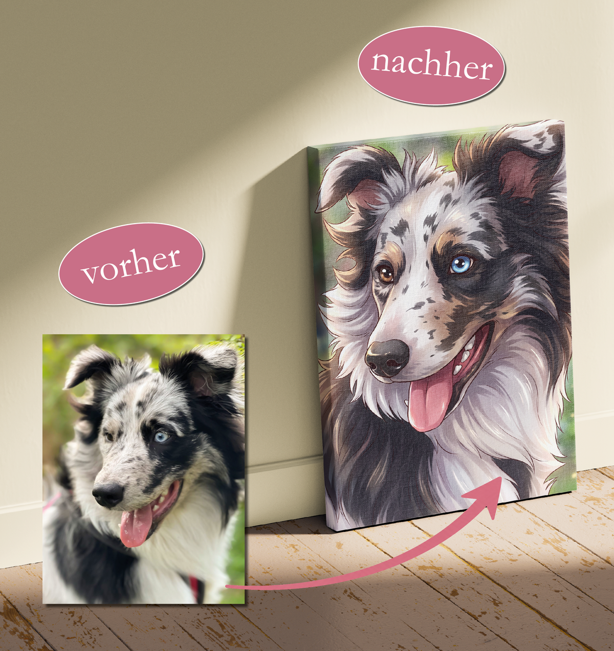 Tierleinwand im Anime-Stil: Dein Liebling als einzigartiges Kunstwerk