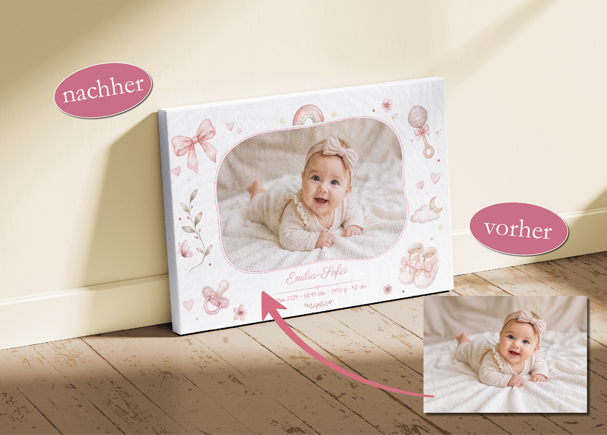 Baby-Leinwand „Emilia“: Die ersten Momente für immer festgehalten