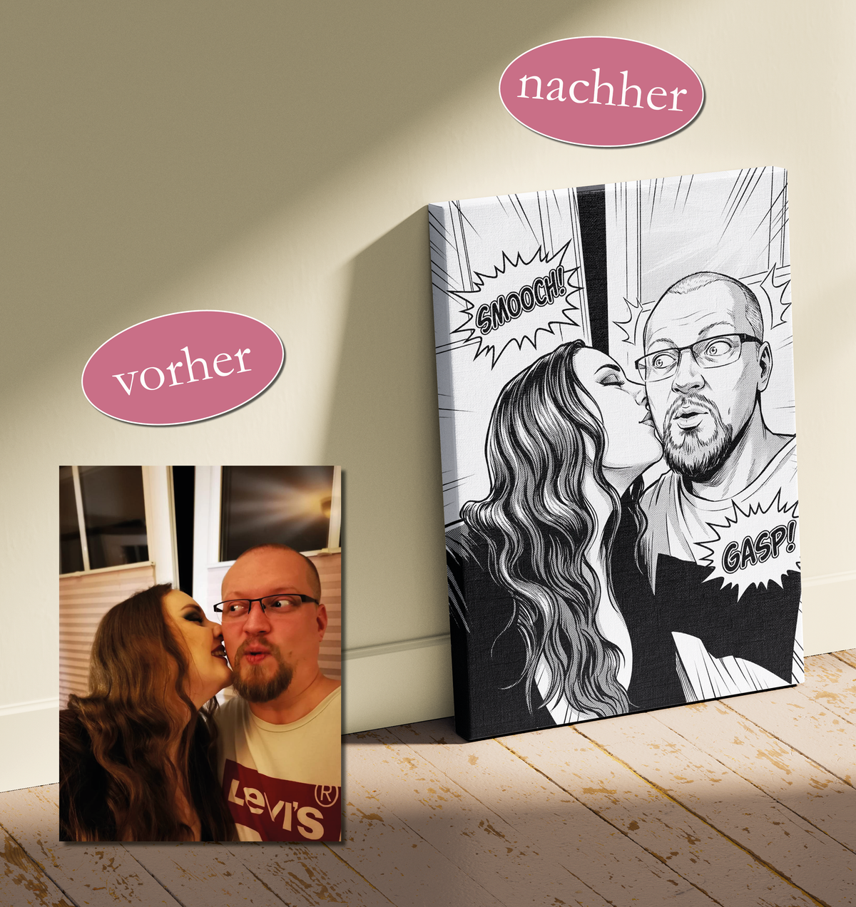 Leinwand im Manga-Stil: Euer besonderer Moment als Manga