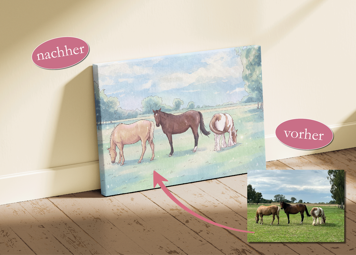 Tierleinwand im Classic-Anime-Stil: Dein Liebling als Anime-Kunstwerk (Querformat)